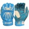 2023 Spiderz HYBRID Batting Gloves: Columbia Blue/White -Baseball Supply Shop 22CarolinaWhite