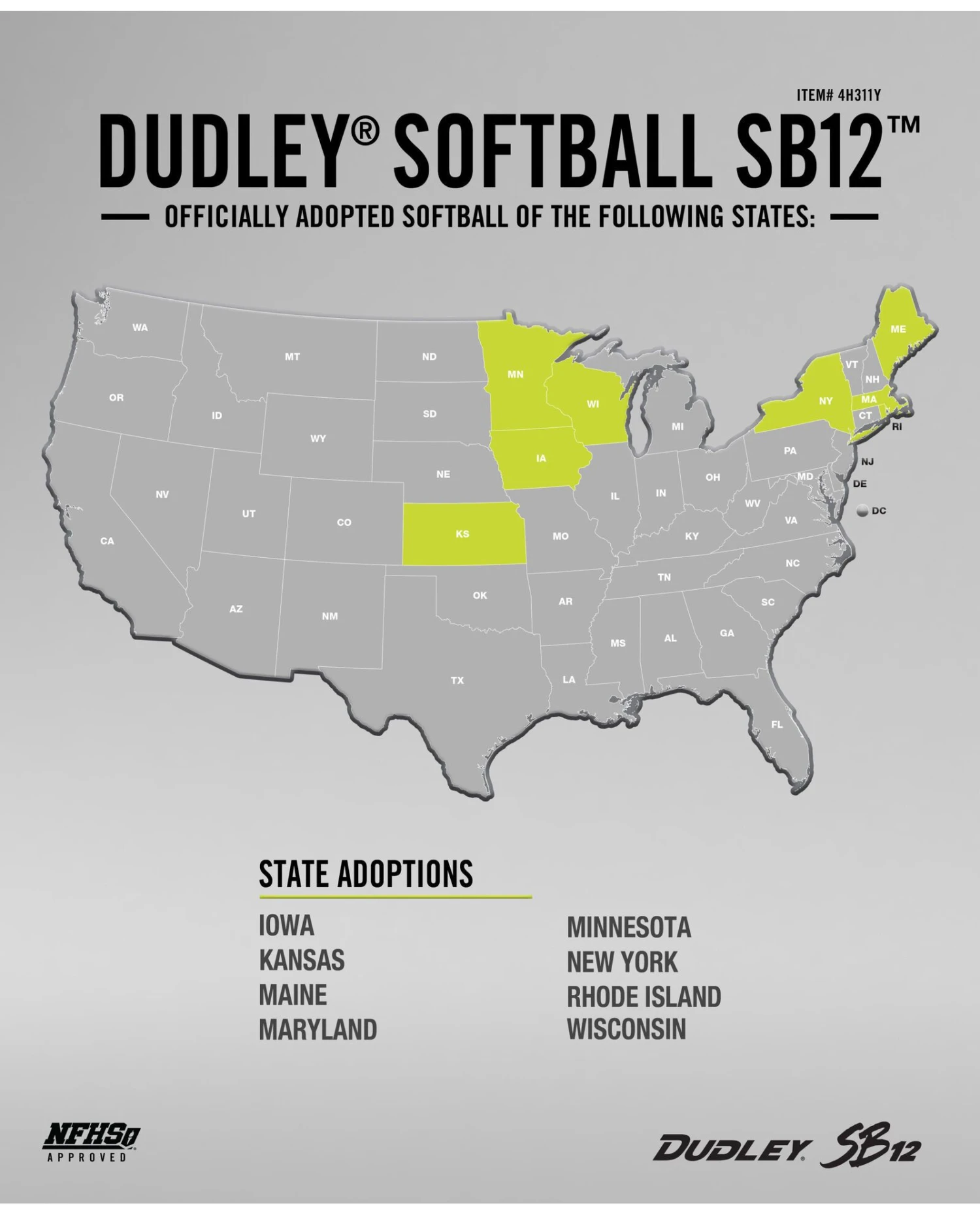 Dudley 12" NFHS SB 12 Fastpitch Softballs (Dozen): 4H311Y 4 Dudley 12" NFHS SB 12 Fastpitch Softballs (Dozen): 4H311Y - Image 2