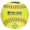 Worth 12" ASA Hot Dot Slowpitch Softballs (Dozen): AHD12SY -Baseball Supply Shop AHD12SY
