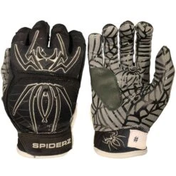 2021 Spiderz HYBRID Batting Gloves: Black/Silver