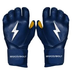 Bruce Bolt PREMIUM PRO Long Cuff Batting Gloves: Navy