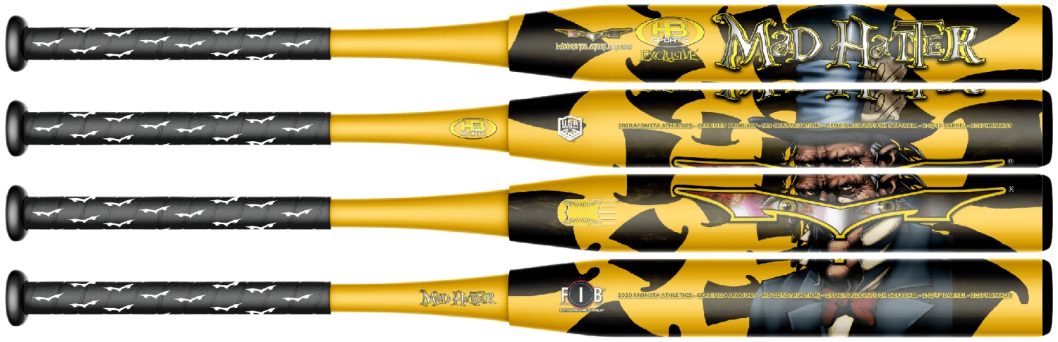 2022 Monsta Mad Hatter "Gold" 12.5" USA/ASA Slowpitch Softball Bat: Collectors Edition 8 2022 Monsta Mad Hatter "Gold" 12.5" USA/ASA Slowpitch Softball Bat: Collectors Edition - Image 6
