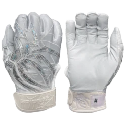 2022 Spiderz PRIZM Batting Gloves: White/Silver