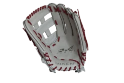 Miken Pro Series 13.5" Slow Pitch Fielding Glove - White/Scarlet: PRO135WS -Baseball Supply Shop PRO135WS FRONT