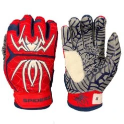 2021 Spiderz HYBRID Batting Gloves: Red/Navy Blue/White