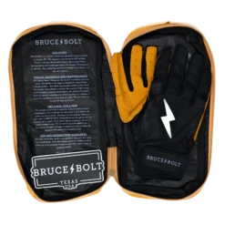 Bruce Bolt PREMIUM PRO Short Cuff Batting Gloves: Black -Baseball Supply Shop SC BLKG BAG2