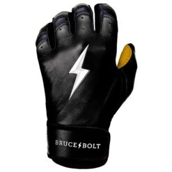 Bruce Bolt PREMIUM PRO Short Cuff Batting Gloves: Black -Baseball Supply Shop SC BLKG LEFT