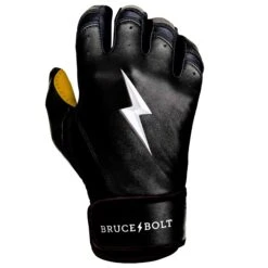 Bruce Bolt PREMIUM PRO Short Cuff Batting Gloves: Black -Baseball Supply Shop SC BLKG RIGHT