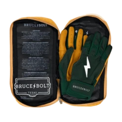 Bruce Bolt PREMIUM PRO Short Cuff Batting Gloves: GREEN -Baseball Supply Shop SC GRNG BAG2