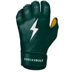 Bruce Bolt PREMIUM PRO Short Cuff Batting Gloves: GREEN -Baseball Supply Shop SC GRNG LEFT