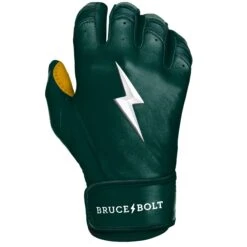 Bruce Bolt PREMIUM PRO Short Cuff Batting Gloves: GREEN -Baseball Supply Shop SC GRNG RIGHT