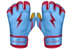 Bruce Bolt PREMIUM PRO BADER Series Short Cuff Batting Gloves: Baby Blue
