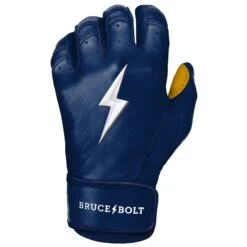 Bruce Bolt PREMIUM PRO Short Cuff Batting Gloves: Navy -Baseball Supply Shop SC NVYG LEFT