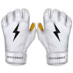 Bruce Bolt PREMIUM PRO Short Cuff Batting Gloves: White