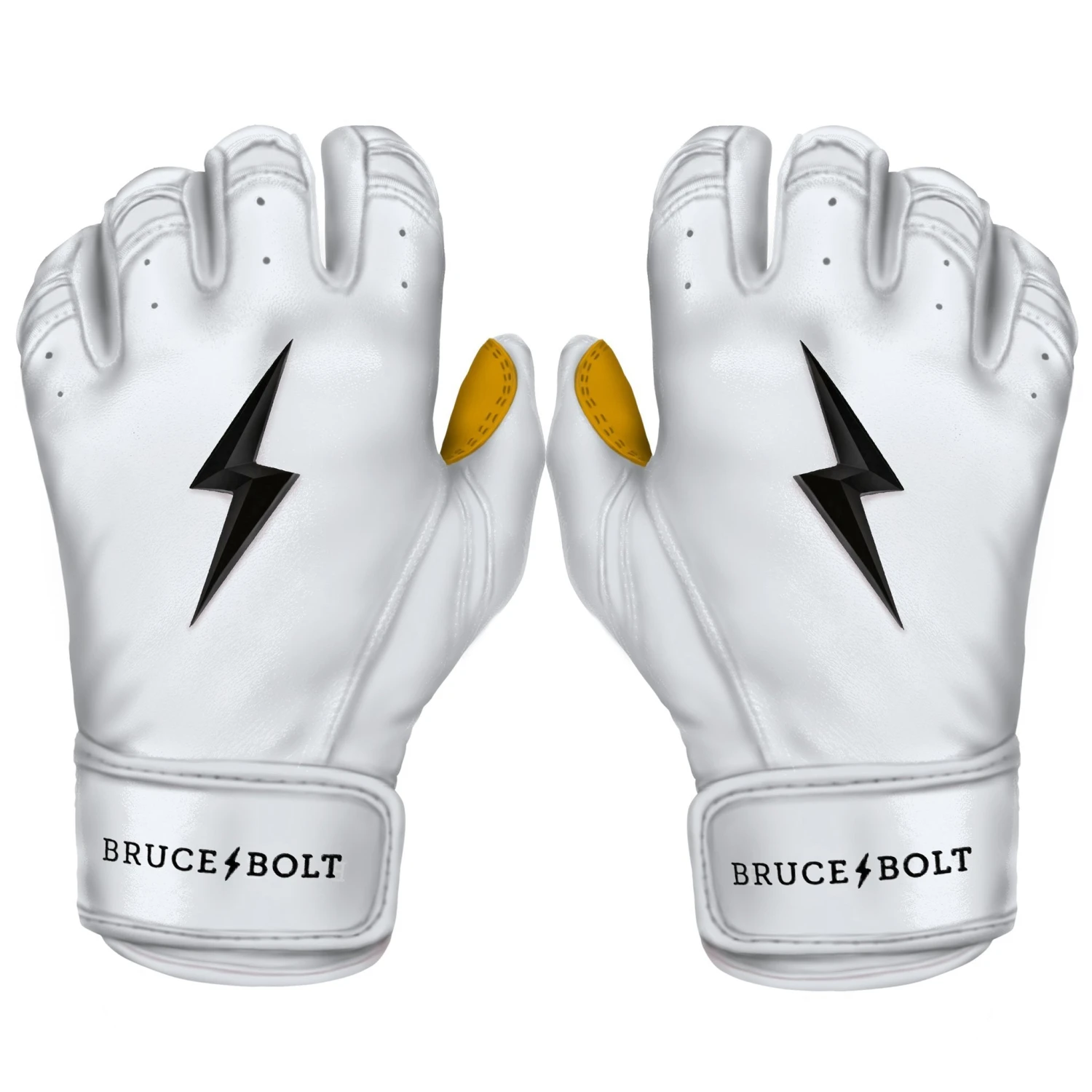 Bruce Bolt PREMIUM PRO Short Cuff Batting Gloves: White 3 Bruce Bolt PREMIUM PRO Short Cuff Batting Gloves: White