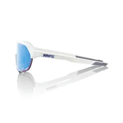 100% S2 Sunglasses Matte White - HiPER Blue Multilayer Mirror Lens -Baseball Supply Shop SP21 S2 60006 00006 PROFILE