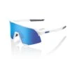 100% S3 Sunglasses Matte White - HiPER Blue Multilayer Mirror Lens