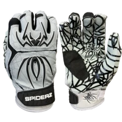 2023 Spiderz HYBRID Batting Gloves: Silver/Black