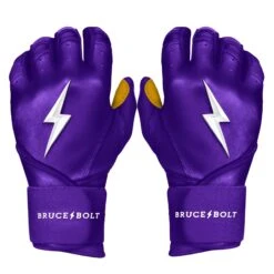 Bruce Bolt PREMIUM PRO Long Cuff Batting Gloves: Purple