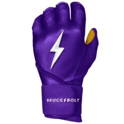 Bruce Bolt PREMIUM PRO Long Cuff Batting Gloves: Purple -Baseball Supply Shop premium pro long cuff batting gloves purple brucebolt 452803