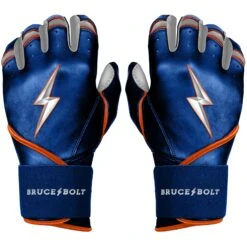 Bruce Bolt PREMIUM PRO NIMMO Long Cuff Batting Gloves: Mets Blue