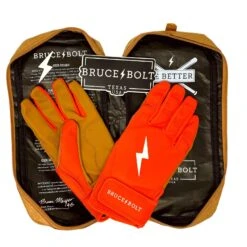 Bruce Bolt PREMIUM PRO Short Cuff Batting Gloves: Orange -Baseball Supply Shop premium pro short cuff batting gloves orange brucebolt 666699
