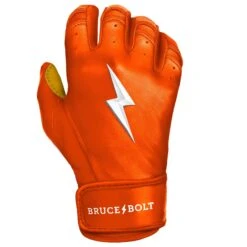 Bruce Bolt PREMIUM PRO Short Cuff Batting Gloves: Orange -Baseball Supply Shop premium pro short cuff batting gloves orange brucebolt 975612